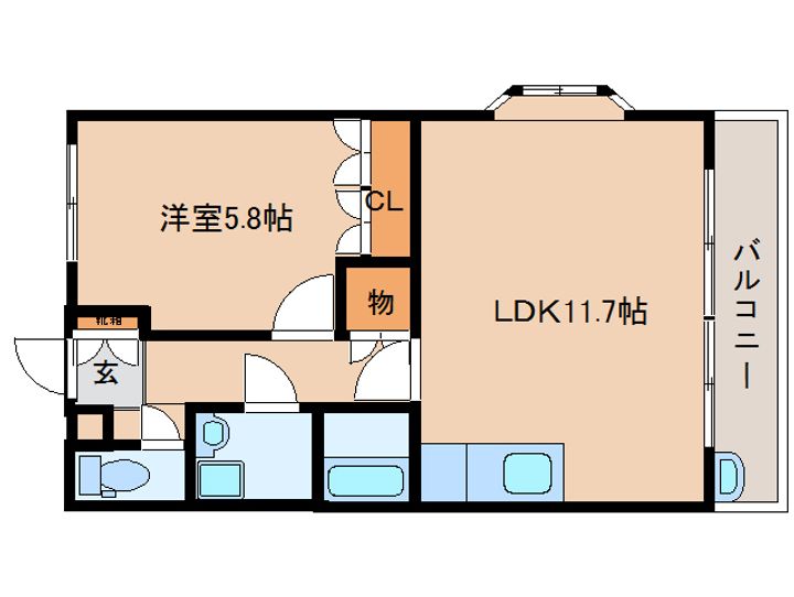 京都府木津川市州見台1丁目(マンション)の賃貸物件の間取り