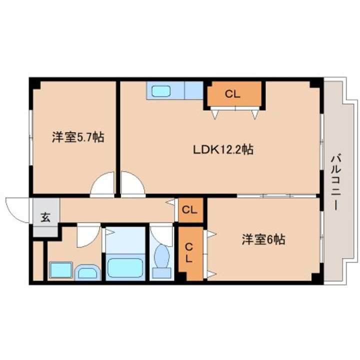 奈良県天理市前栽町(マンション)の賃貸物件の間取り