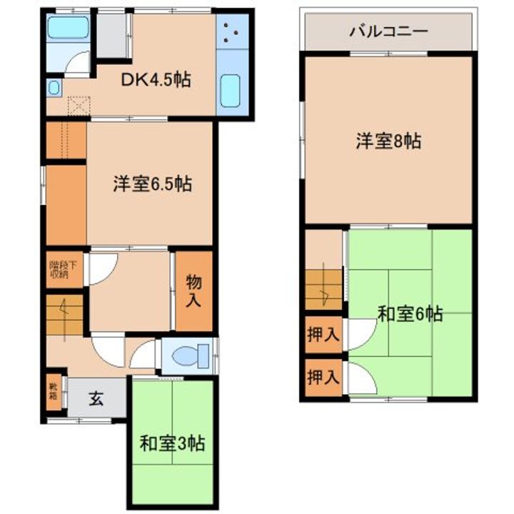奈良県北葛城郡王寺町畠田3丁目(一戸建)の賃貸物件の間取り
