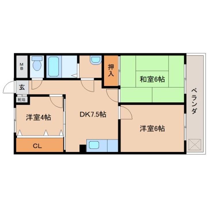 奈良県橿原市小房町(マンション)の賃貸物件206の間取り