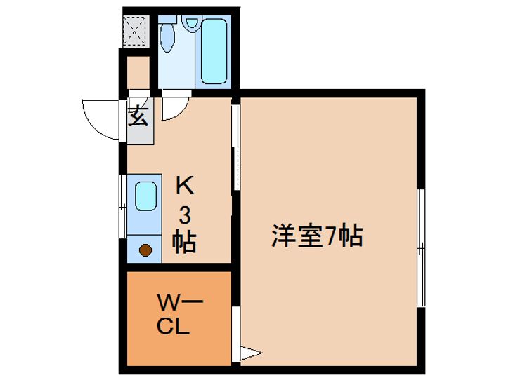 奈良県奈良市東笹鉾町(アパート)の賃貸物件102の間取り