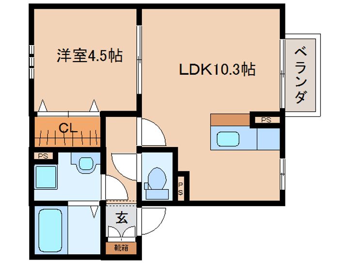 奈良県奈良市東九条町(アパート)の賃貸物件の間取り