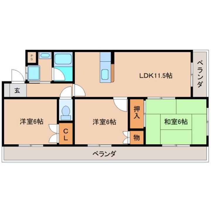 静岡県静岡市清水区江尻台町(マンション)の賃貸物件の間取り