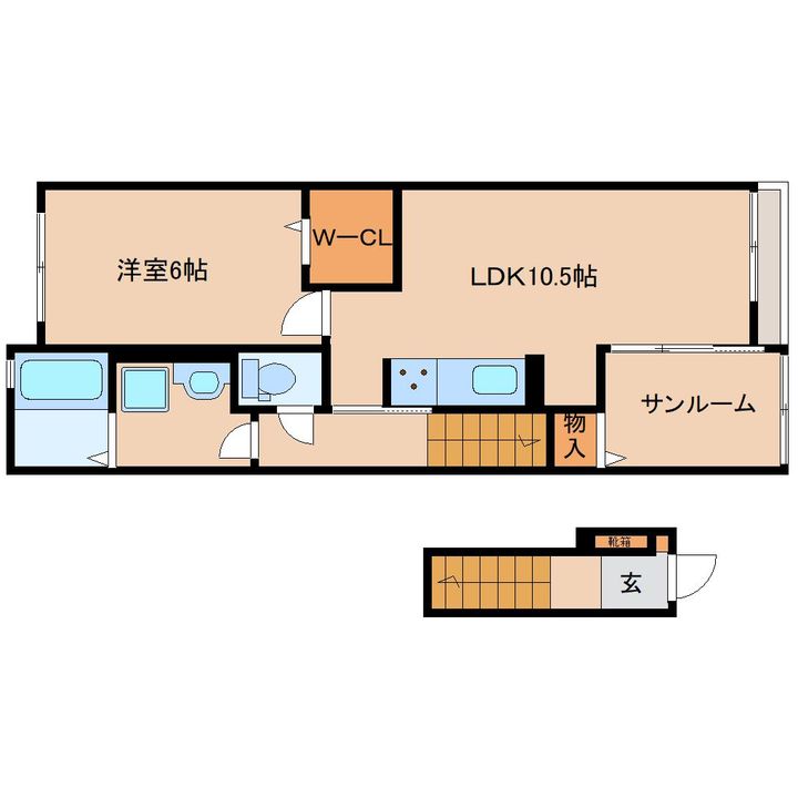 奈良県奈良市東九条町(アパート)の賃貸物件の間取り