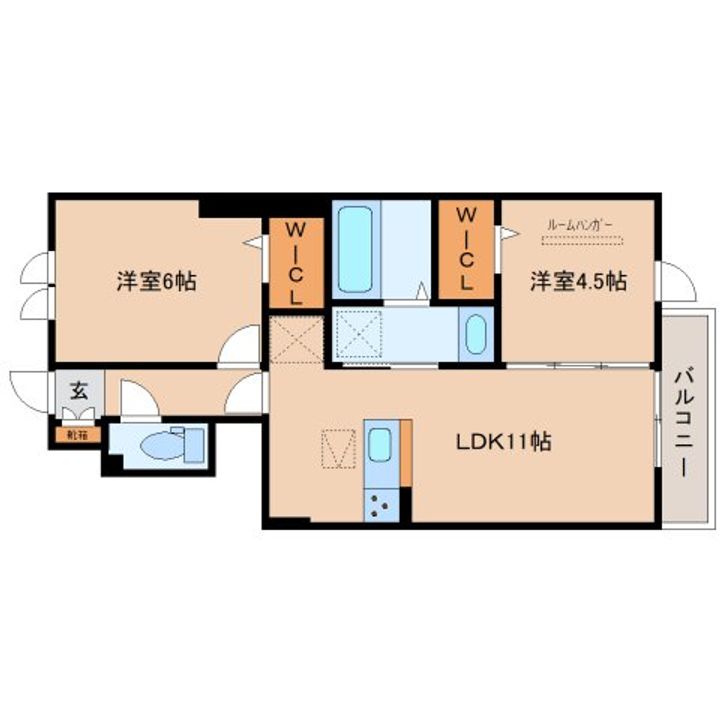 奈良県生駒郡斑鳩町龍田南5丁目(アパート)の賃貸物件の間取り