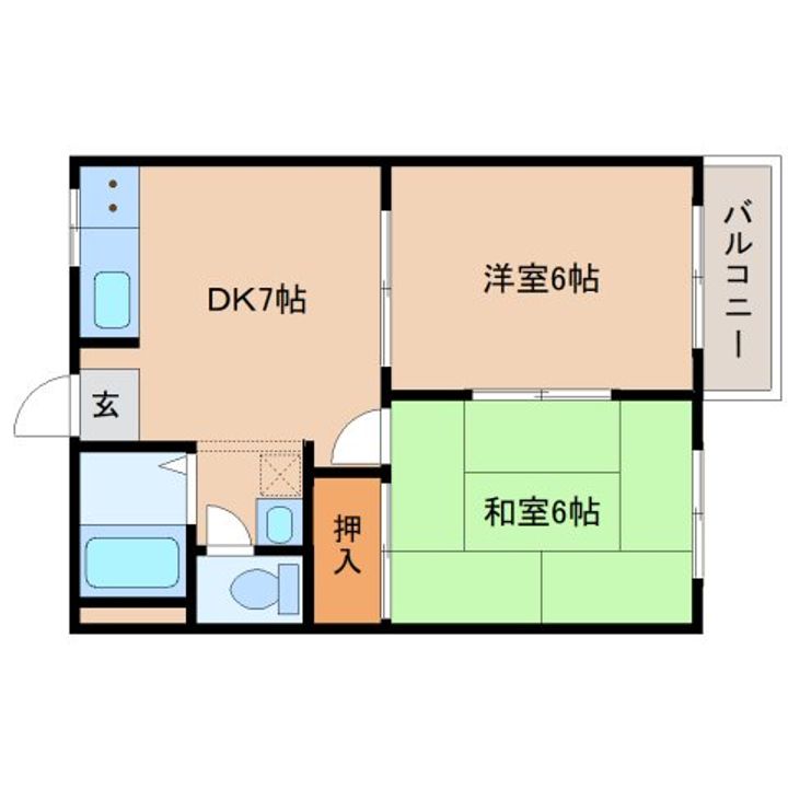 奈良県奈良市南京終町(アパート)の賃貸物件A207の間取り