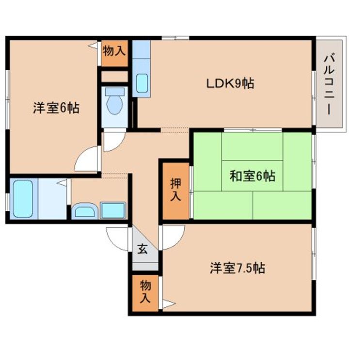 奈良県天理市西長柄町(アパート)の賃貸物件の間取り