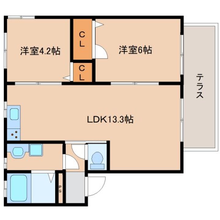奈良県奈良市大安寺3丁目(アパート)の賃貸物件の間取り