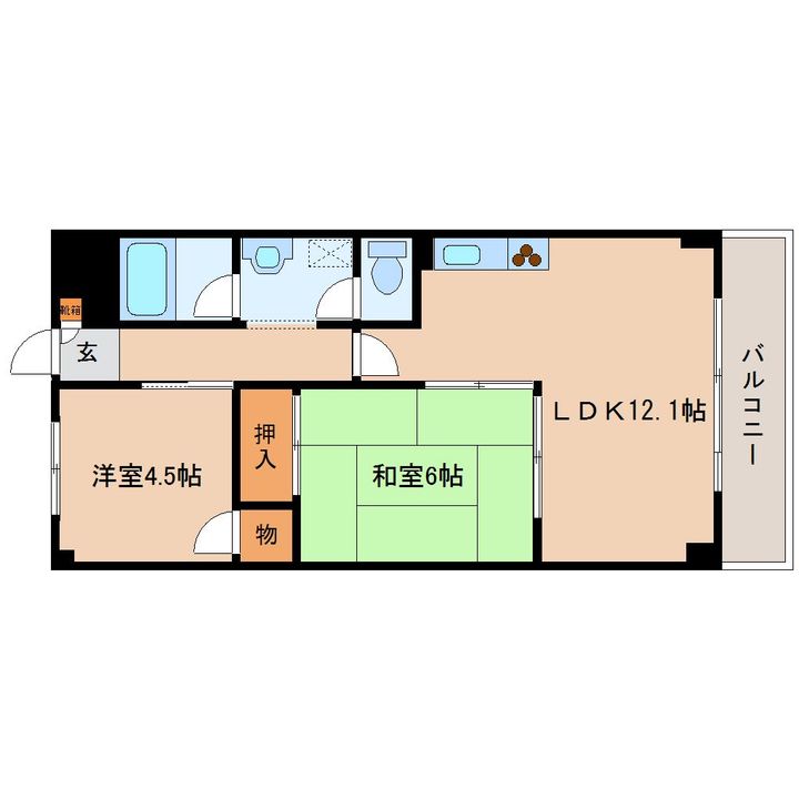 奈良県大和郡山市筒井町(マンション)の賃貸物件の間取り