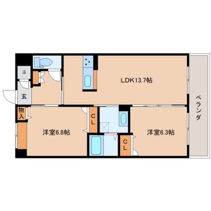 奈良県北葛城郡王寺町舟戸3丁目(マンション)の賃貸物件の間取り