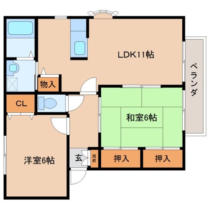 奈良県桜井市大字西之宮(アパート)の賃貸物件の間取り