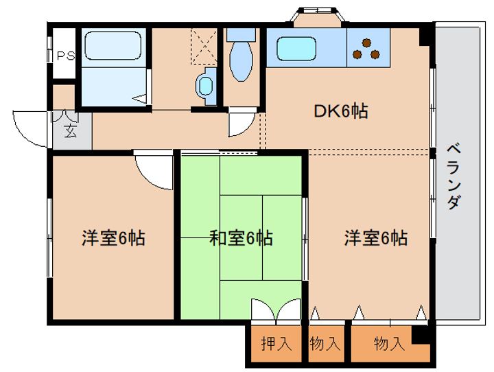奈良県橿原市新賀町(マンション)の賃貸物件507の間取り