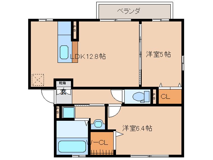 京都府木津川市州見台4丁目(アパート)の賃貸物件の間取り