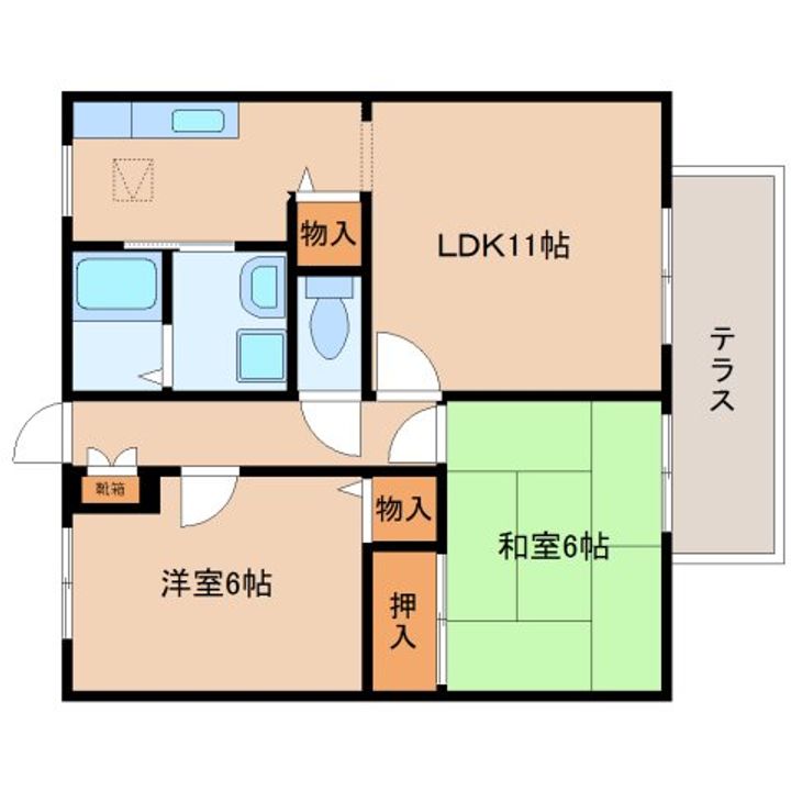 奈良県大和郡山市小泉町(アパート)の賃貸物件の間取り