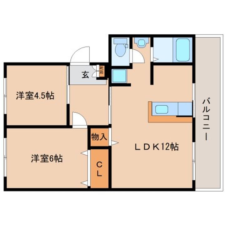 奈良県奈良市大安寺3丁目(マンション)の賃貸物件の間取り