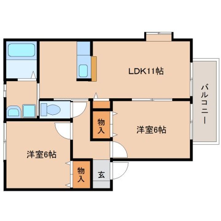 静岡県静岡市葵区瀬名中央1丁目(アパート)の賃貸物件102の間取り