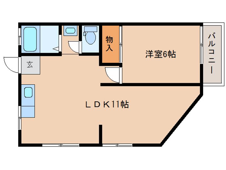 奈良県奈良市敷島町1丁目(アパート)の賃貸物件の間取り