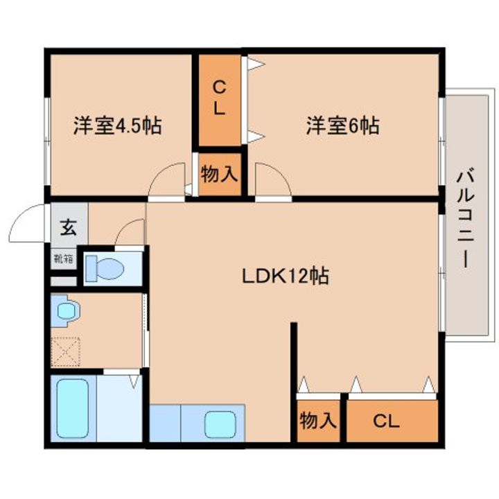奈良県橿原市豊田町(アパート)の賃貸物件103の間取り