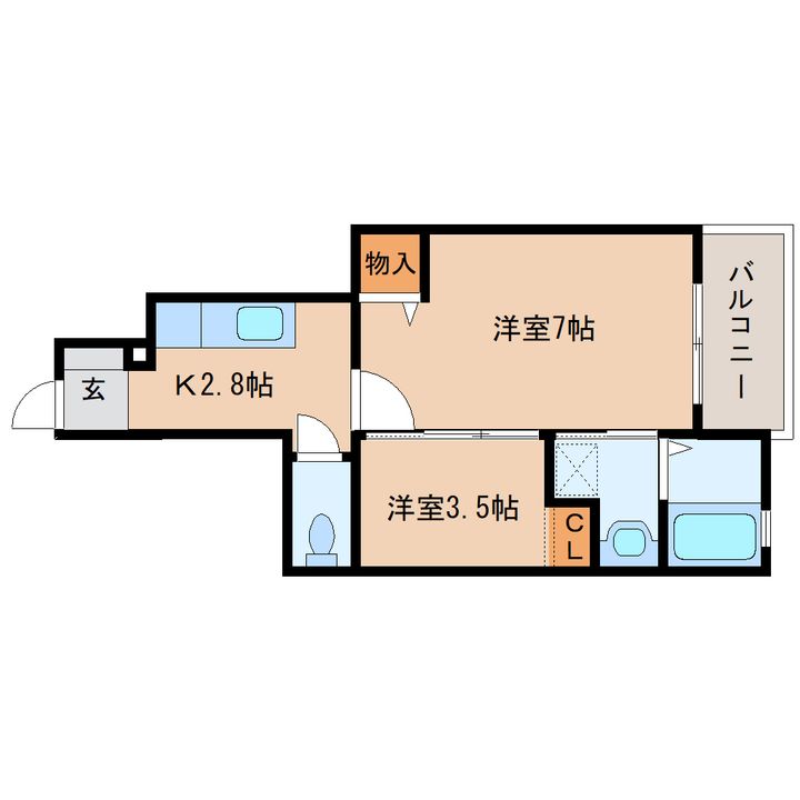 奈良県天理市指柳町(アパート)の賃貸物件の間取り