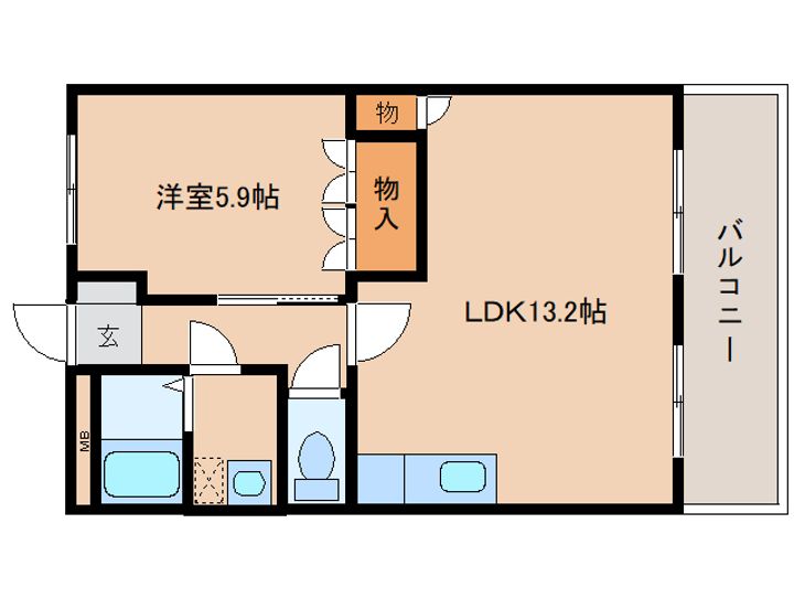 奈良県葛城市忍海(マンション)の賃貸物件の間取り