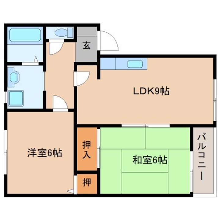 奈良県桜井市大字外山(アパート)の賃貸物件102の間取り