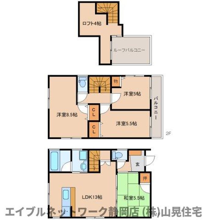静岡県静岡市駿河区桃園町(一戸建)の賃貸物件の間取り