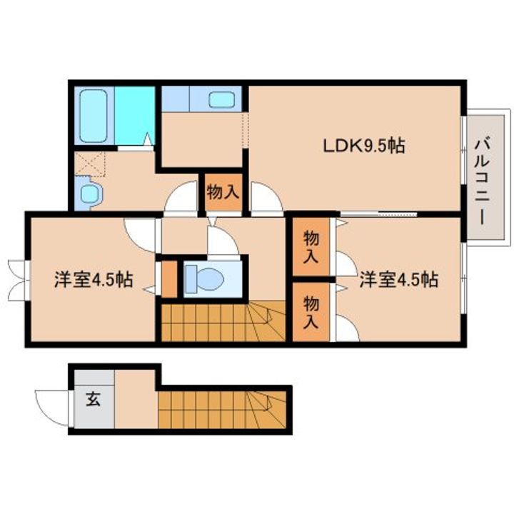 奈良県葛城市長尾(アパート)の賃貸物件201の間取り