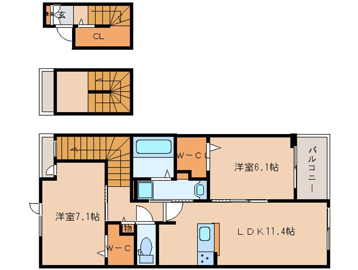 京都府相楽郡精華町狛田2丁目(アパート)の賃貸物件の間取り