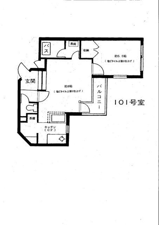 東京都品川区西品川3丁目(マンション)の賃貸物件101の間取り