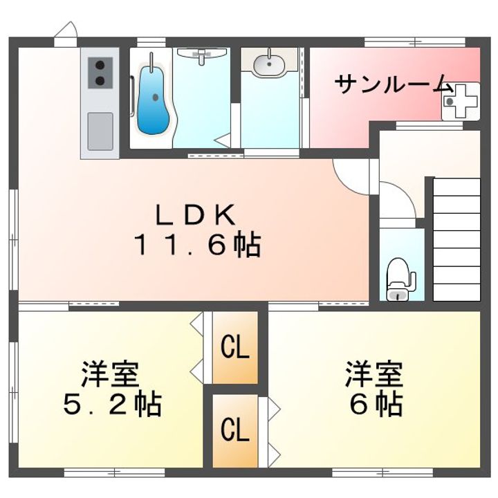 Lune Bleu(ルナ・ブルー)201の間取り