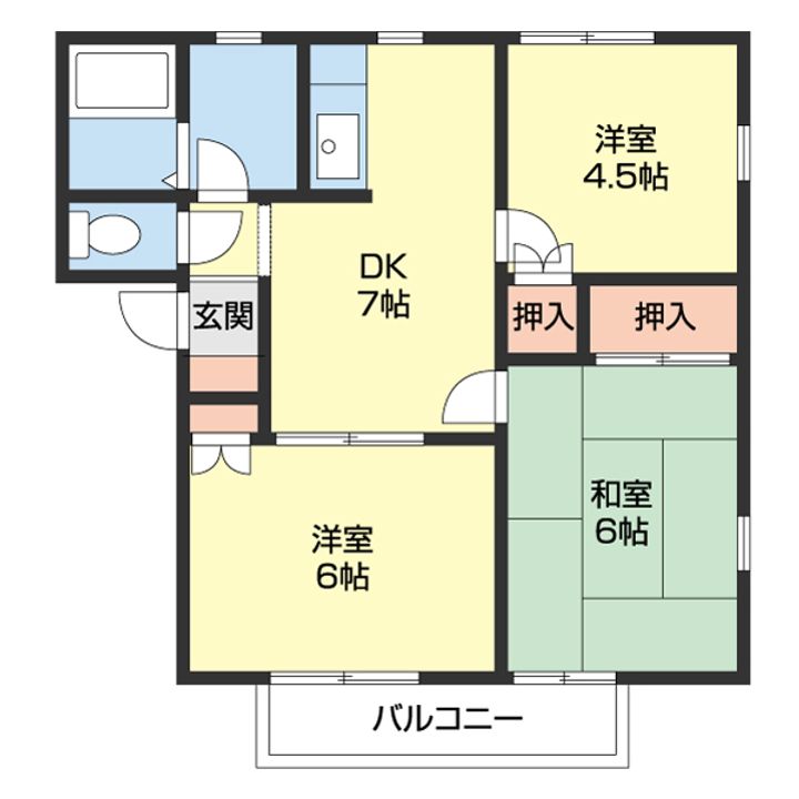和歌山県和歌山市和歌川町の賃貸アパートの間取り