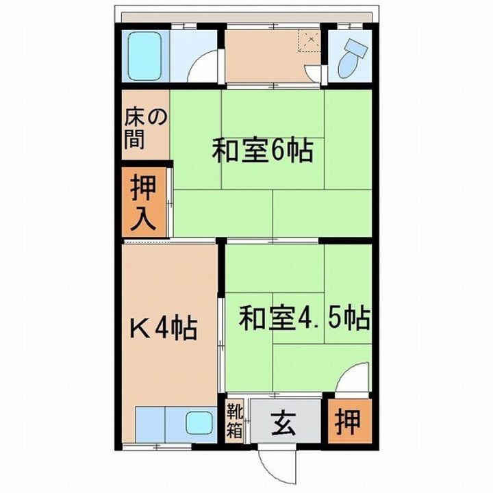 コーポ湊Ⅱ301の間取り