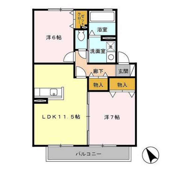静岡県焼津市大覚寺1丁目(アパート)の賃貸物件の間取り