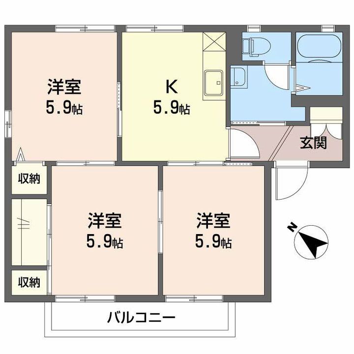 静岡県牧之原市細江(アパート)の賃貸物件B202の間取り