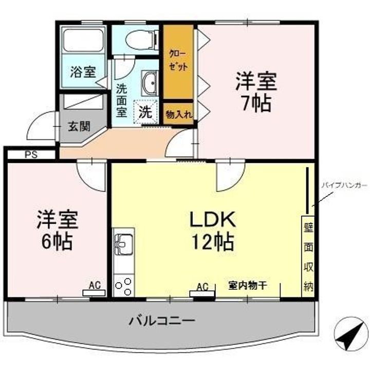 静岡県袋井市長溝(マンション)の賃貸物件102の間取り