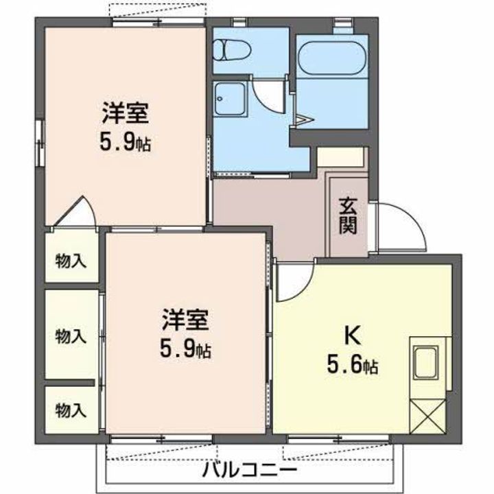 静岡県藤枝市前島1丁目(アパート)の賃貸物件D202の間取り