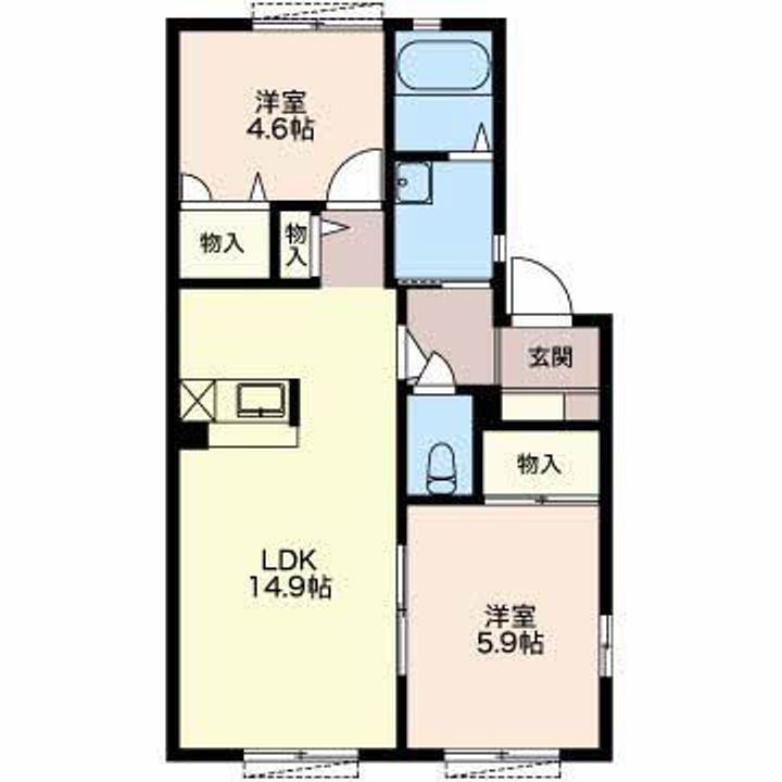静岡県島田市大津通(アパート)の賃貸物件A101の間取り