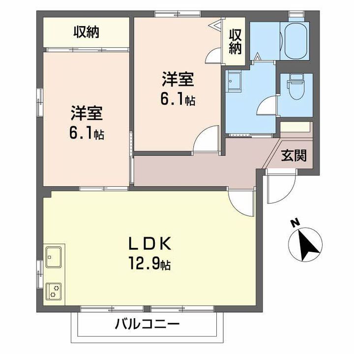 静岡県焼津市西小川2丁目(アパート)の賃貸物件A101の間取り