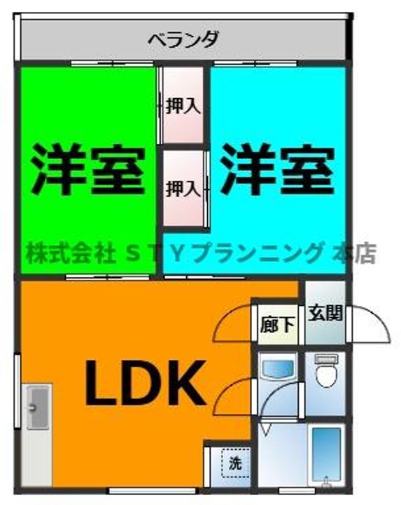 箕ノ手ハイツCの間取り
