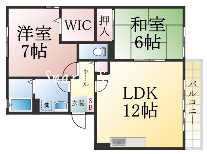 クレールプラザ立花 D棟D301の間取り