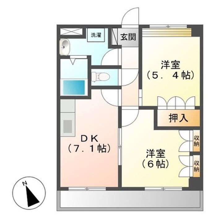 鹿児島県姶良市東餅田(アパート)の賃貸物件の間取り
