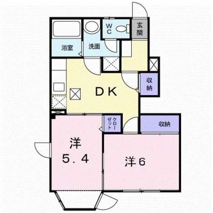 鹿児島県姶良市東餅田(アパート)の賃貸物件の間取り