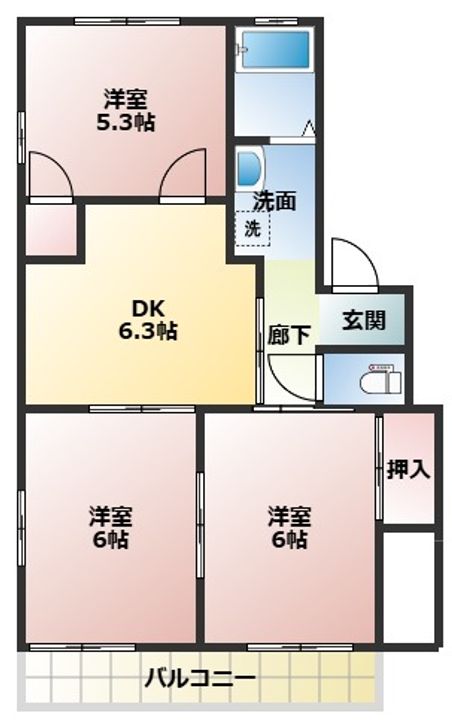 ハイライズK C棟201の間取り