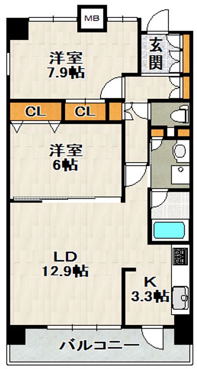 KDX宝塚レジデンス⑤号室(905)の間取り