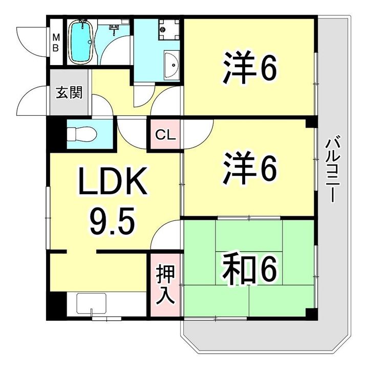兵庫県西宮市弓場町(アパート)の賃貸物件の間取り