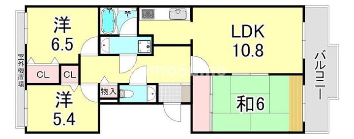 兵庫県神戸市東灘区西岡本6丁目(マンション)の賃貸物件の間取り