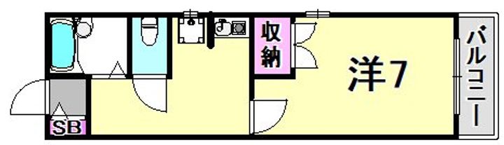 兵庫県西宮市神呪町(アパート)の賃貸物件の間取り
