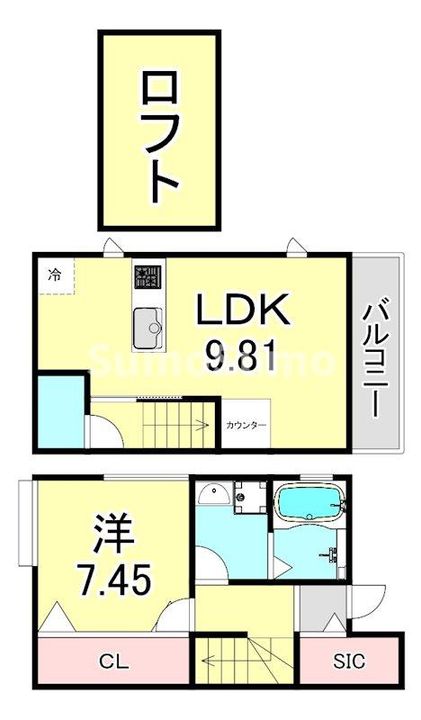 兵庫県宝塚市鹿塩1丁目(アパート)の賃貸物件の間取り