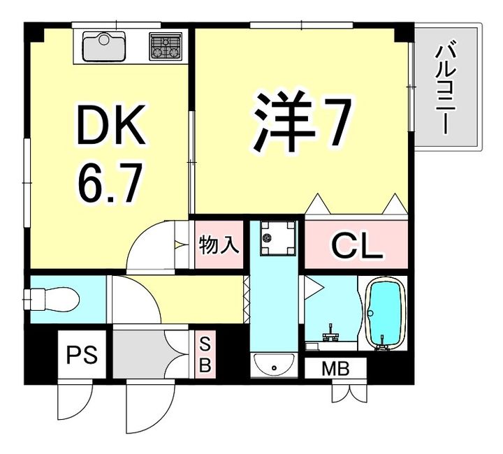 兵庫県西宮市今津曙町(マンション)の賃貸物件の間取り