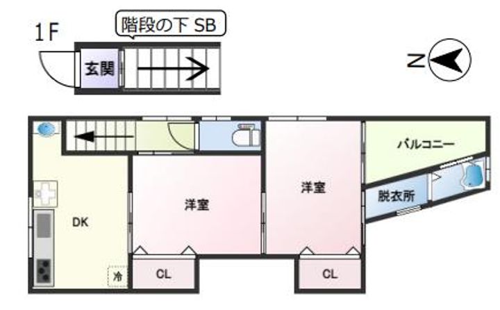 兵庫県神戸市灘区城の下通3丁目(アパート)の賃貸物件の間取り